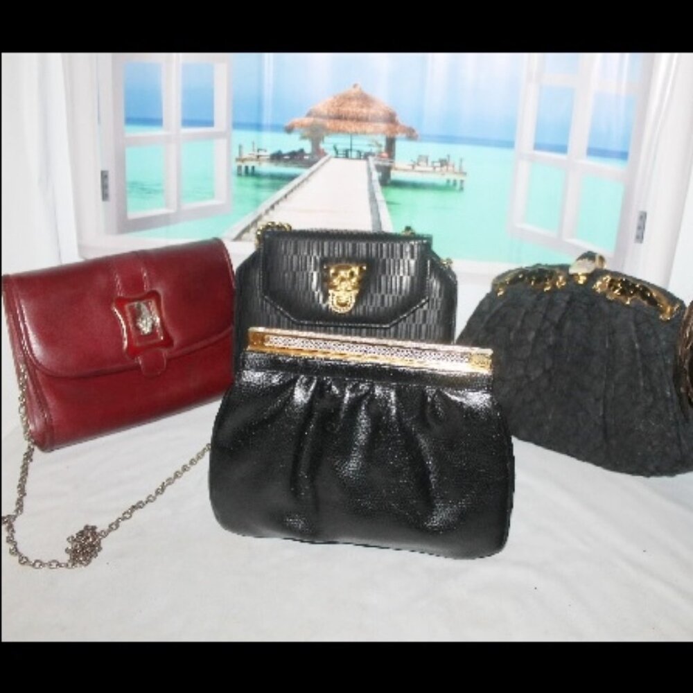 SOLD Rare Vintage Italy Hong Kong Cougar Panther Lion Purse Bag Clutch Lot